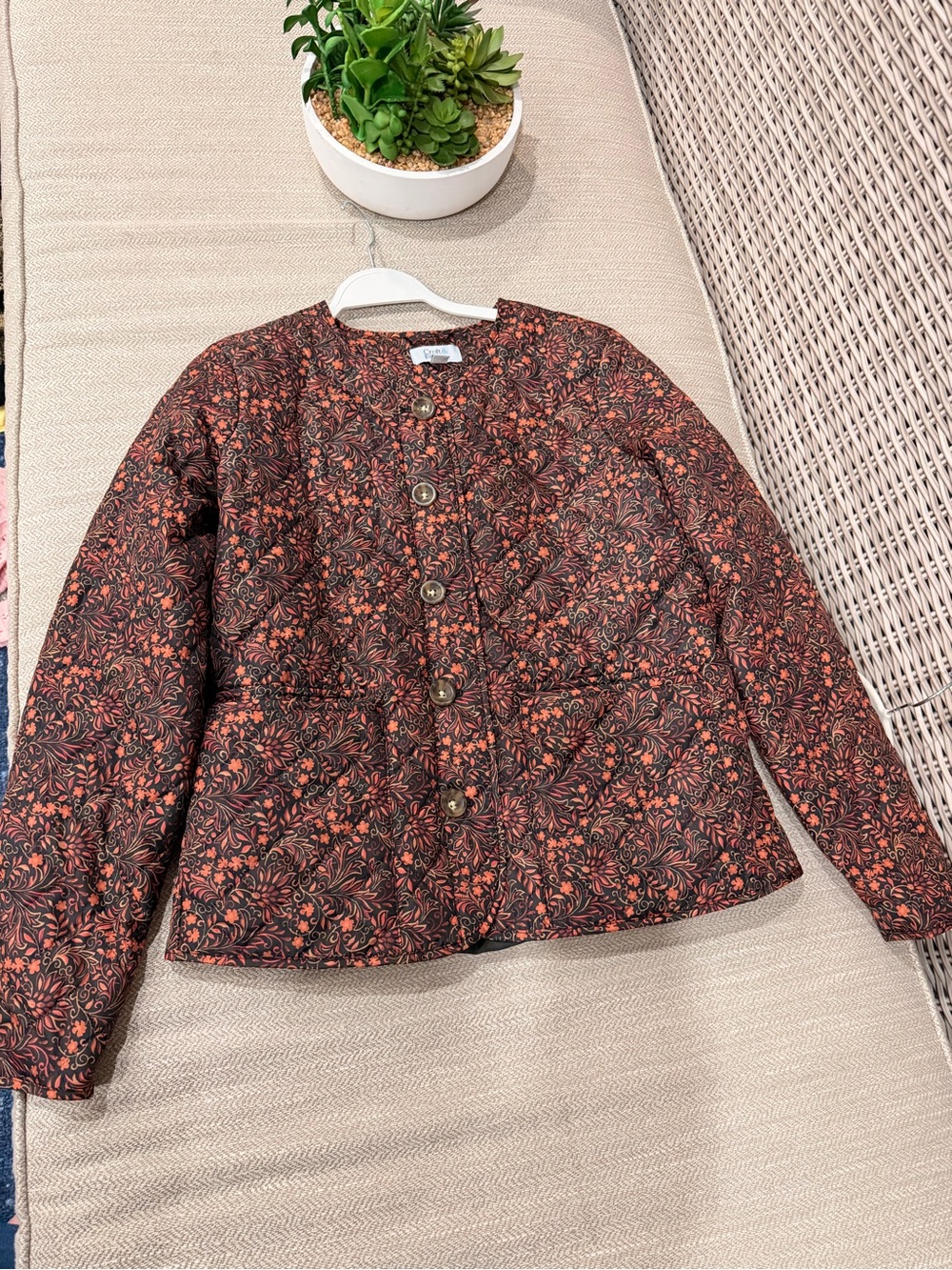 croft & barrow Quilted Floral Jacket in Brown and Orange